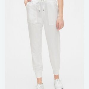 BNWT White linen-cotton joggers